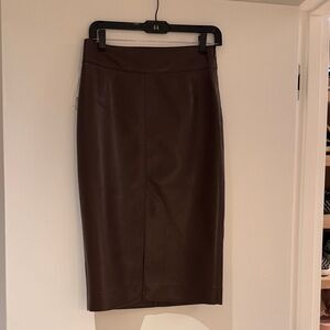 Aritzia Dark Brown Faux Leather Pencil Skirt